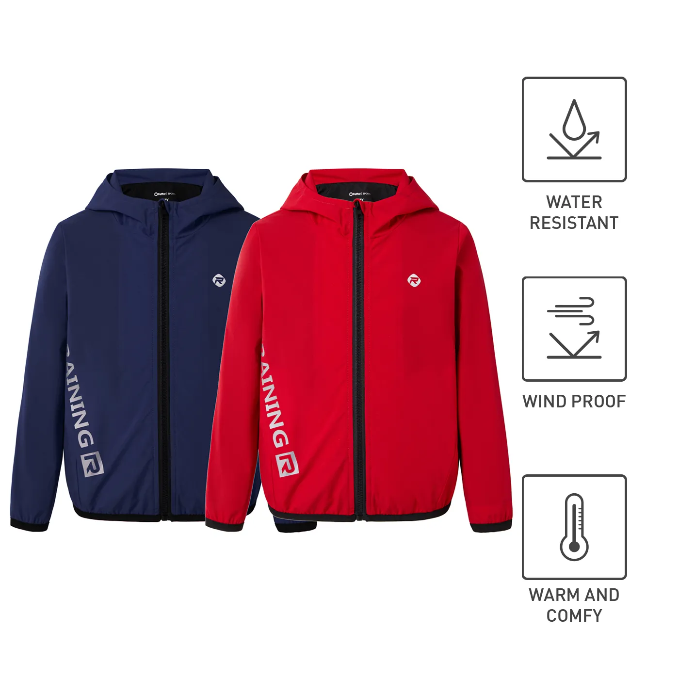 Activewear Kid Boy Letter Print Zipper Design Hooded Jacket