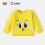 Looney Tunes Baby Boy/Girl Cartoon Animal Embroidered Long-sleeve Thermal Fuzzy Pullover Yellow