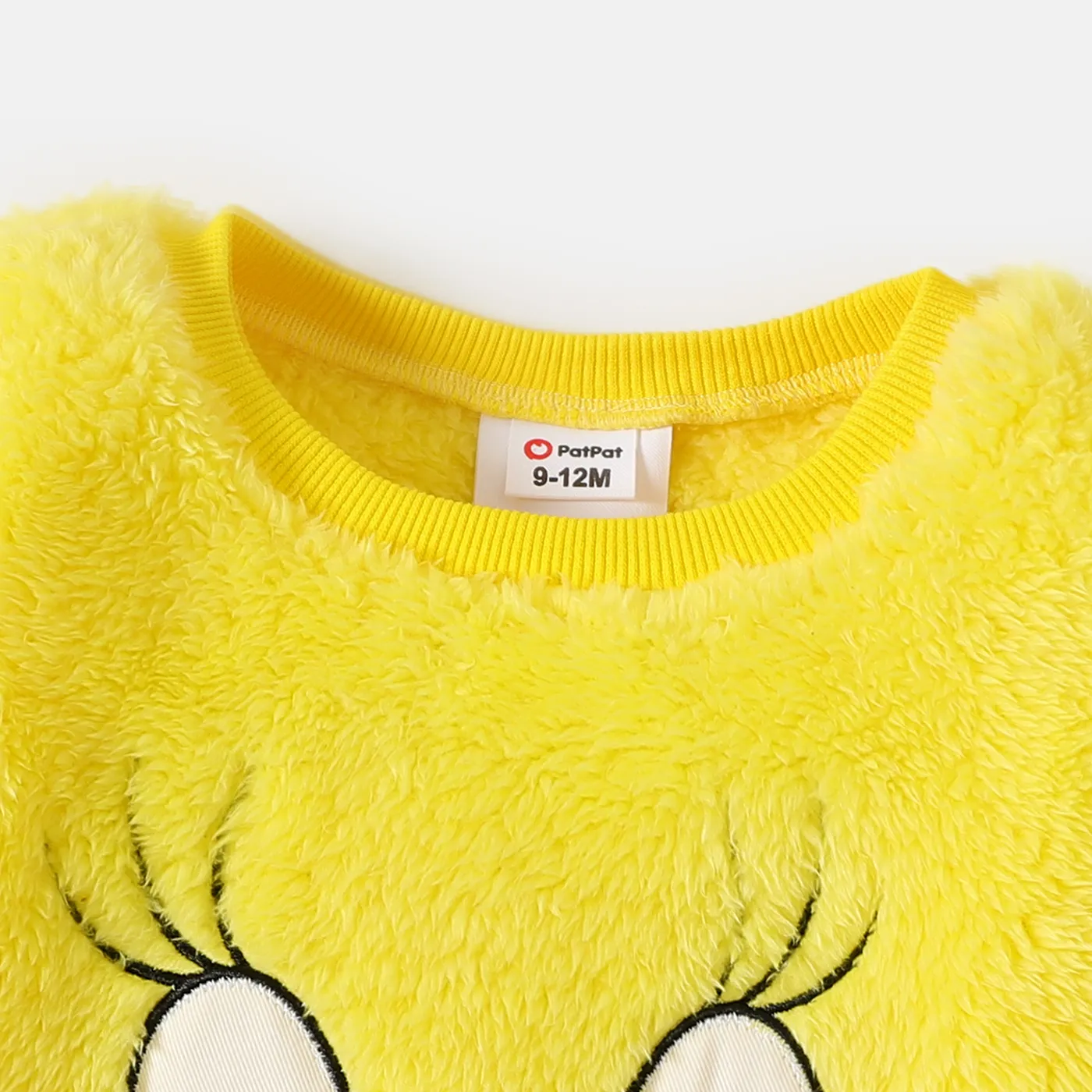 Looney Tunes Baby Boy/Girl Cartoon Animal Embroidered Long-sleeve Thermal Fuzzy Pullover Yellow image 3