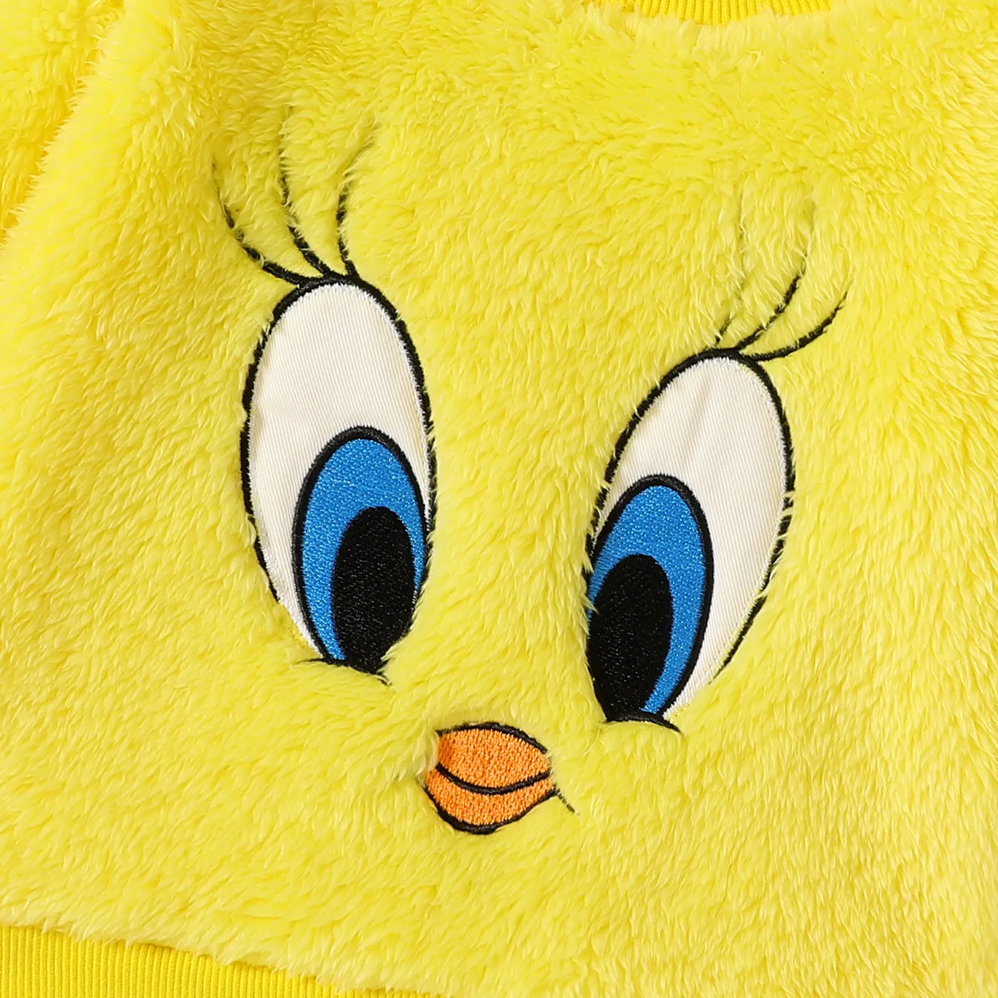 Looney Tunes Baby Boy/Girl Cartoon Animal Embroidered Long-sleeve Thermal Fuzzy Pullover Yellow image 4