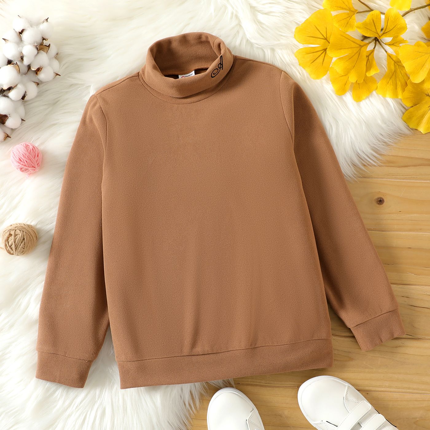 

Kid Boy/Kid Girl Solid Color Turtleneck Sweatshirt