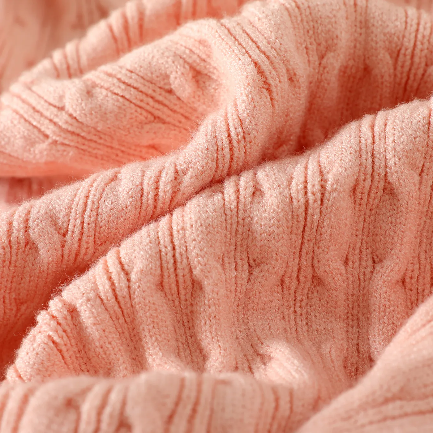 Kid Girl Solid Color Textured Mock Neck Knit Sweater Pink image 6