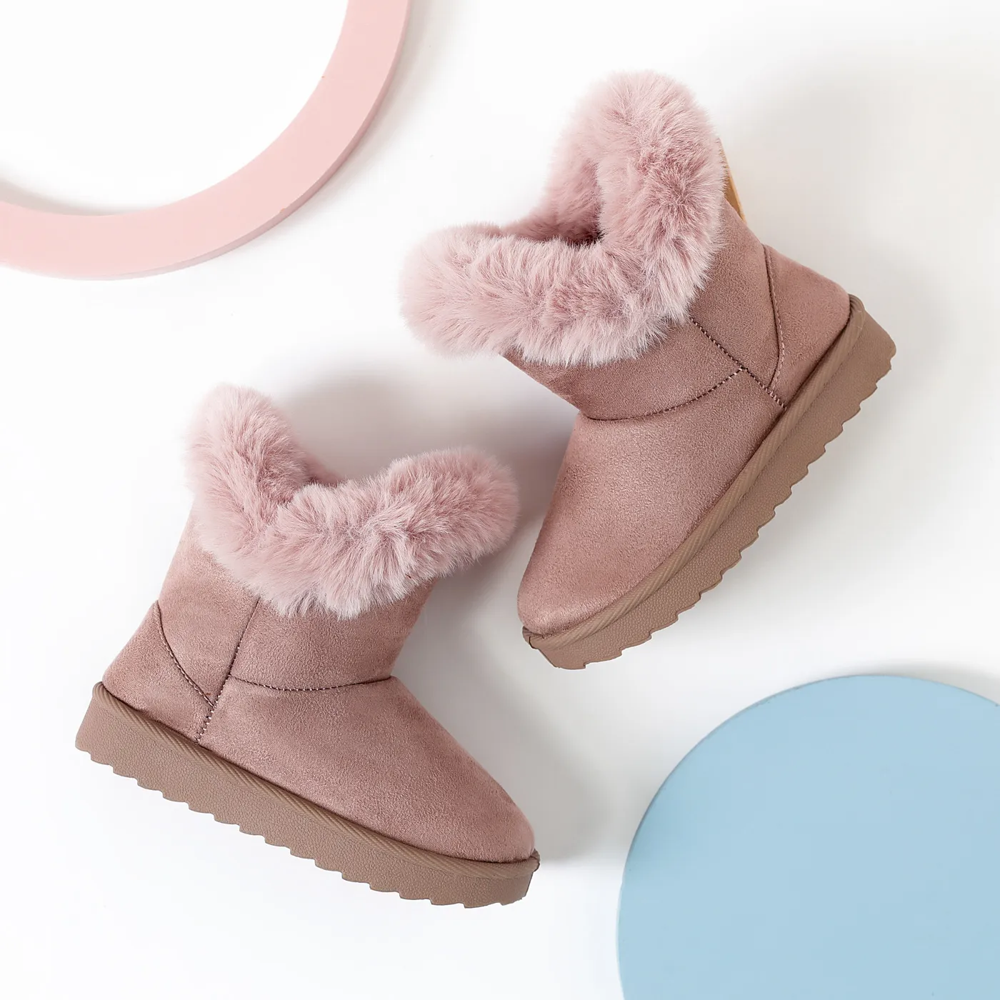 Toddler / Kid Fluffy Trim Pink Thermal Snow Boots  big image 1