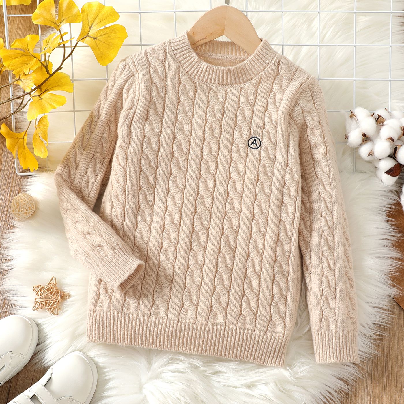 

Kid Boy/Kid Girl Basic Solid Color Textured Knit Sweater