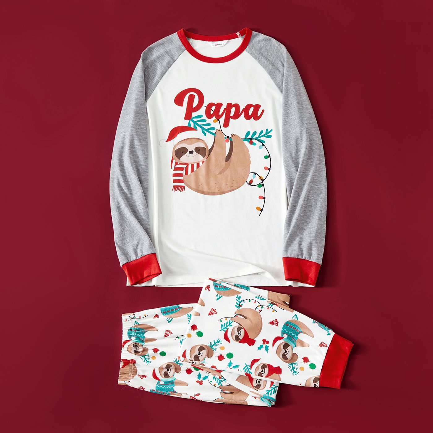 

Christmas Family Matching Sloth & Letter Print Raglan-sleeve Pajamas Sets (Flame Resistant)