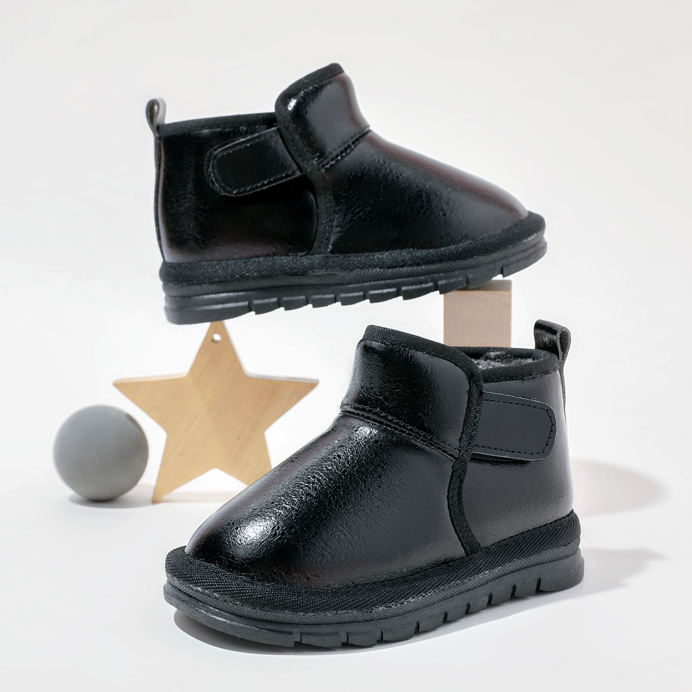 

Toddler / Kid Simple Black Fleece-lining Thermal Snow Boots