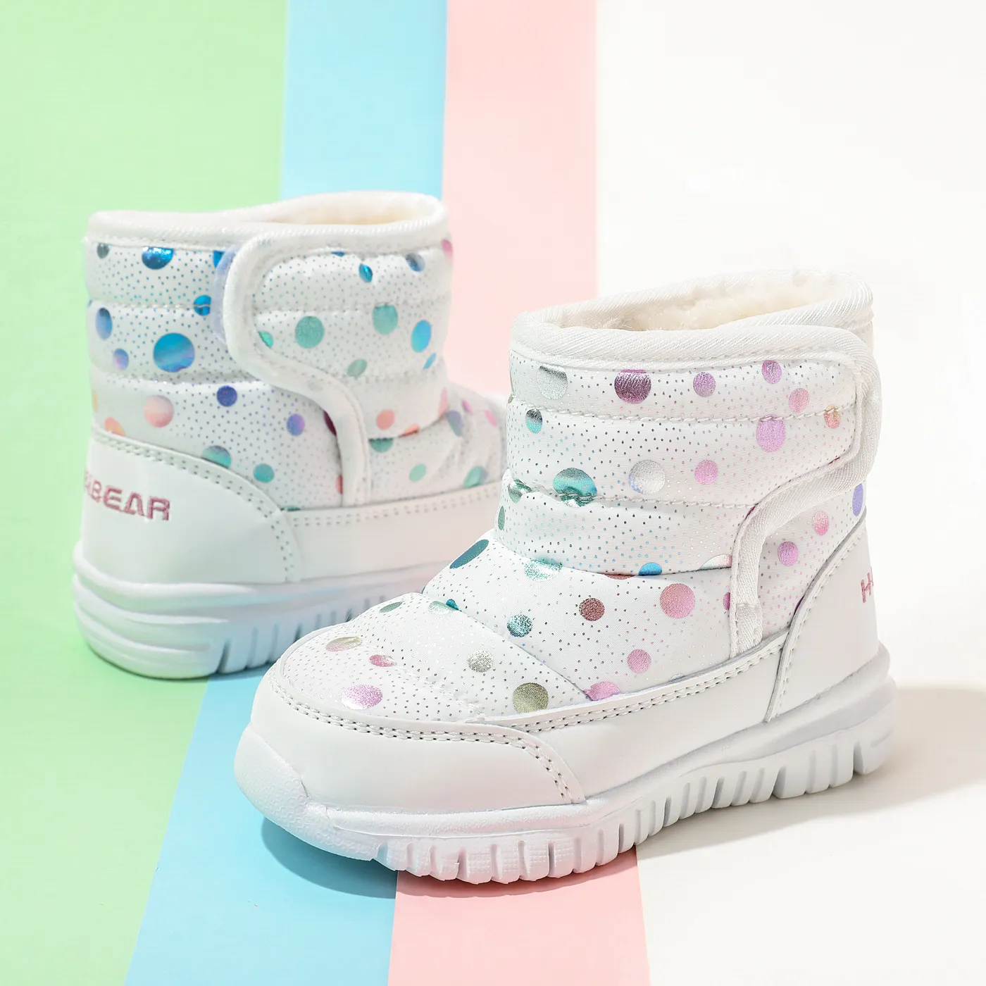 Toddler / Kid Colorful Dots Pattern Fleece-lining Thermal Snow Boots  image 2