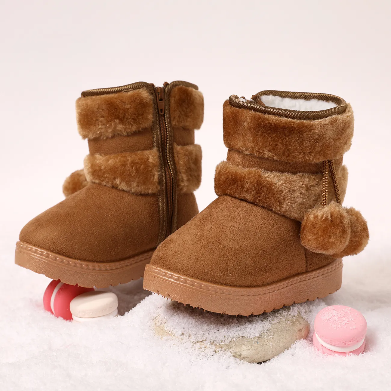 Toddler / Kid Pom Pom Decor Fleece Lined Thermal Snow Boots  big image 1