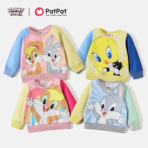 Looney Tunes Baby Boy/Girl Cartoon Print Colorblock Long-sleeve Sweatshirt