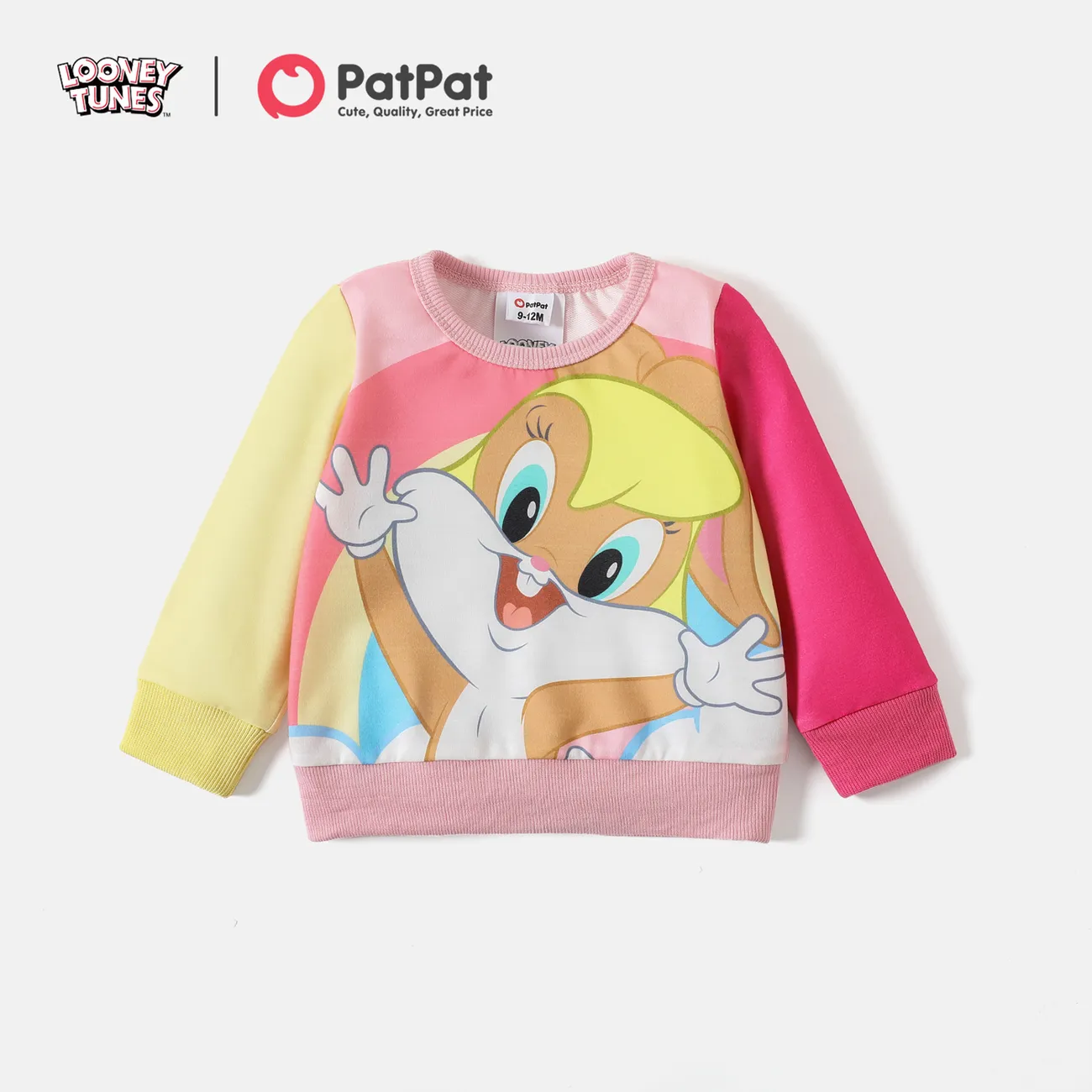 Looney Tunes Baby Boy/Girl Cartoon Print Colorblock Long-sleeve Sweatshirt big image 1
