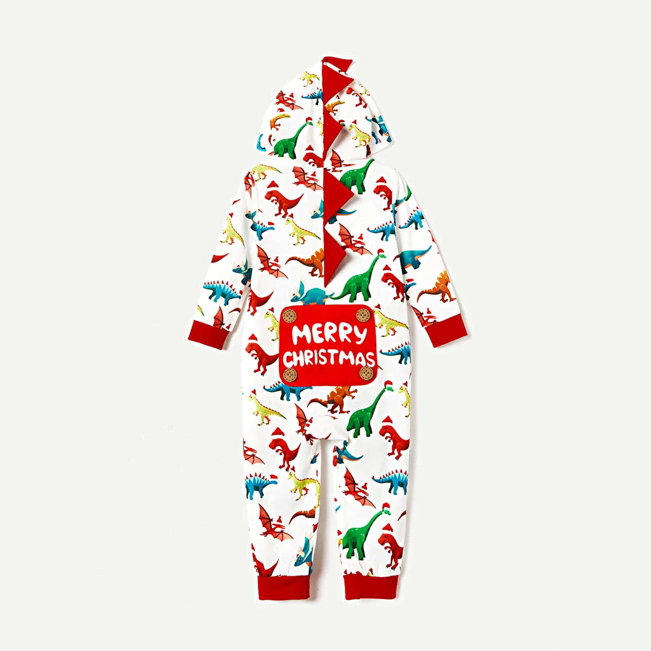 Christmas Dinosaur Print Family Matching Long-sleeve Hooded Onesies Pajamas Sets (Flame Resistant)  big image 1