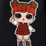 لول. مفاجئة! 2 قطعة طفل فتاة شخصية طباعة قميص من النوع الثقيل الأسود وتصميم Bowknot مجموعة تنورة houndstooth  image 4