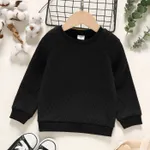 Toddler Girl/Boy Solid Color Textured Pullover Sweatshirt Black