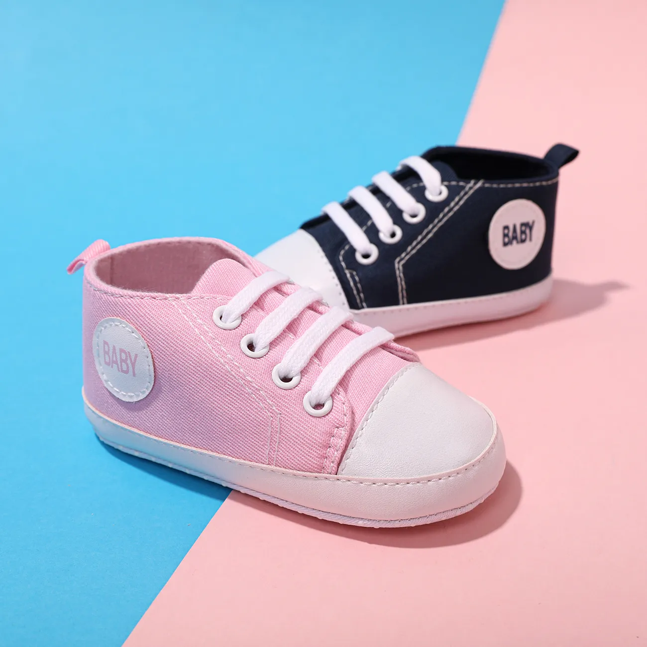 Baby / Toddler Letter Graphic Lace Up Canvas Shoes Pink big image 1