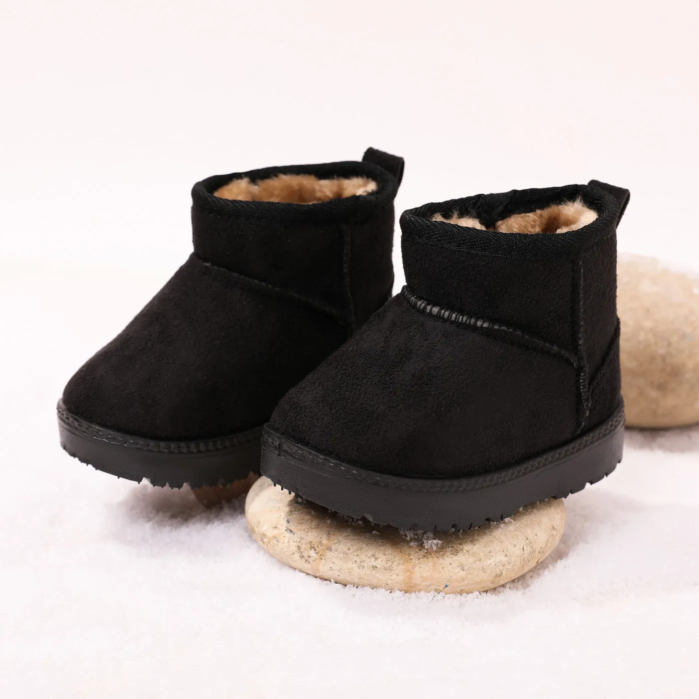 Toddler / Kid Solid Fleece-lining Thermal Snow Boots Black