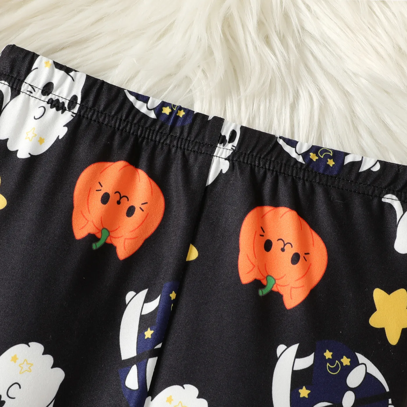 Kid Girl Halloween Graphic Print Elasticized Leggings Black image 2