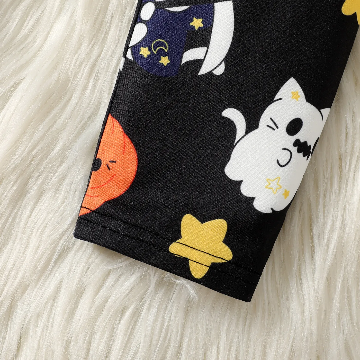 Kid Girl Halloween Graphic Print Elasticized Leggings Black image 3