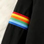 2pcs Kid Girl Rainbow Print Black Hoodie Sweatshirt and Elasticized Pants Set  image 5