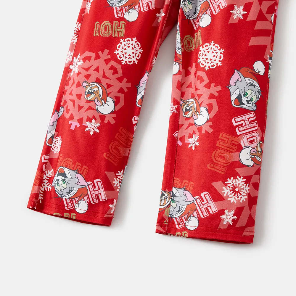 Tom and Jerry Family Matching Red Christmas Graphic Raglan-sleeve Pajamas Sets (Flame Resistant) big image 16