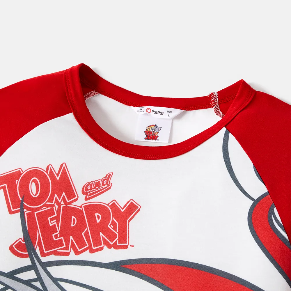 Tom and Jerry Family Matching Red Christmas Graphic Raglan-sleeve Pajamas Sets (Flame Resistant) big image 14