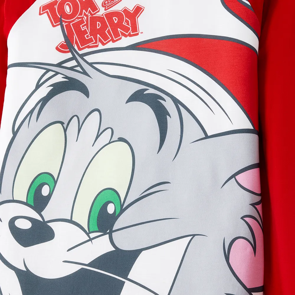 Tom and Jerry Family Matching Red Christmas Graphic Raglan-sleeve Pajamas Sets (Flame Resistant) big image 9