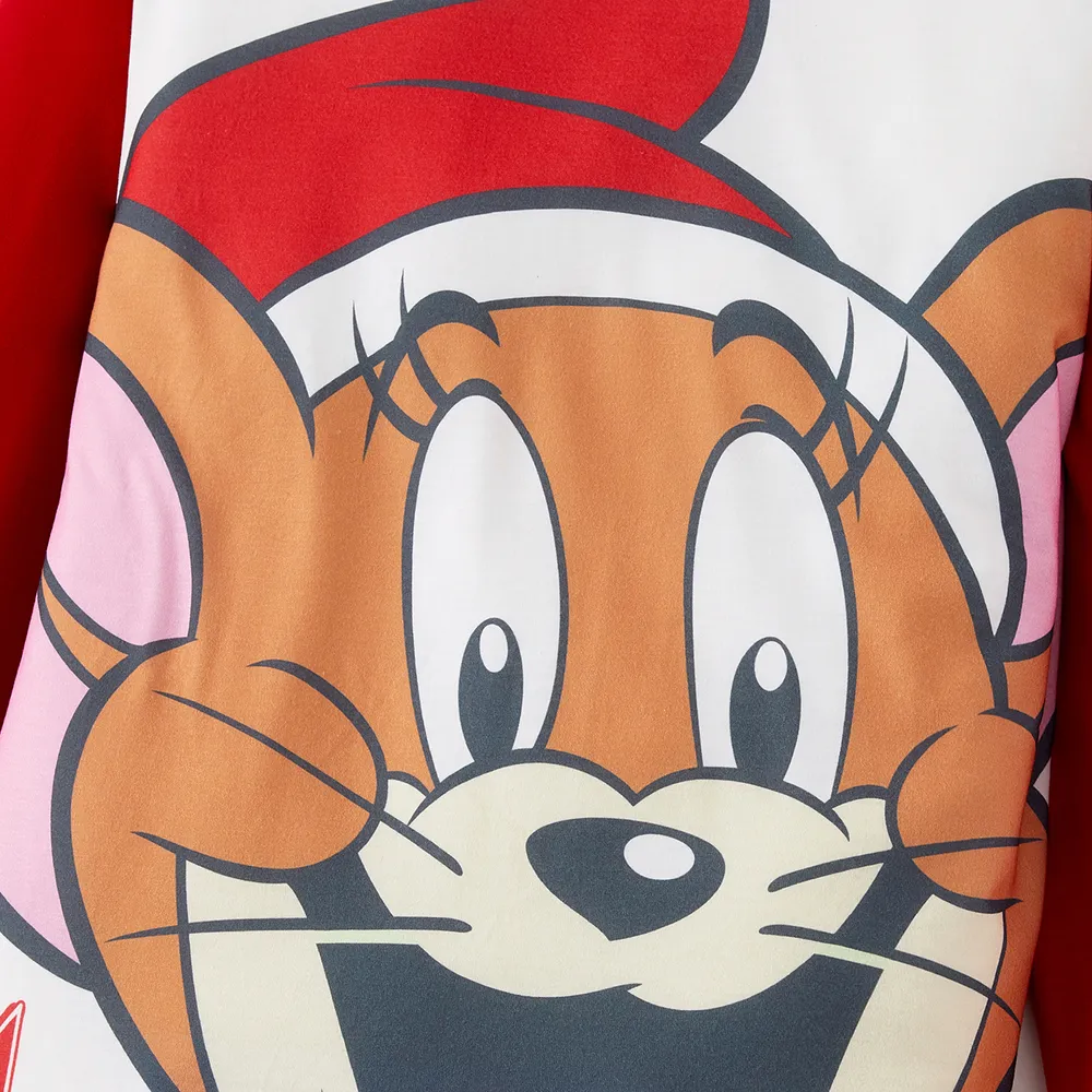 Tom and Jerry Family Matching Red Christmas Graphic Raglan-sleeve Pajamas Sets (Flame Resistant) big image 15