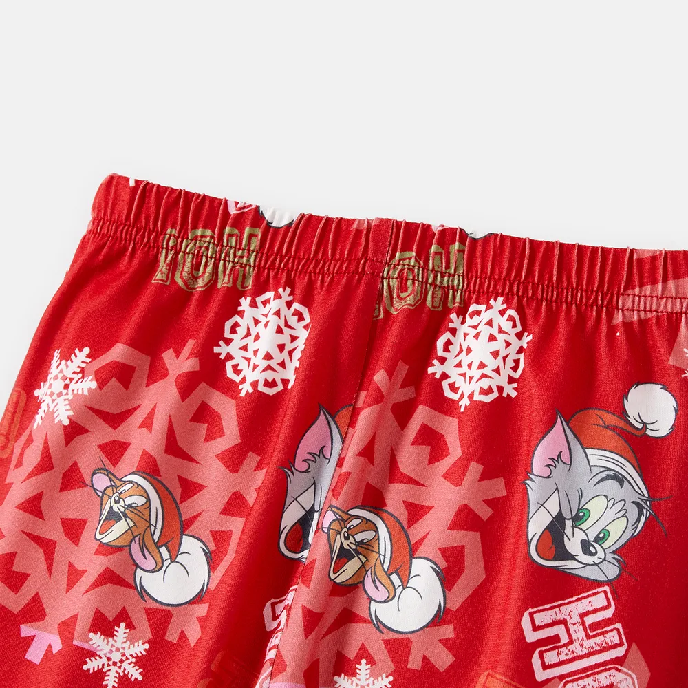 Tom and Jerry Family Matching Red Christmas Graphic Raglan-sleeve Pajamas Sets (Flame Resistant) big image 20