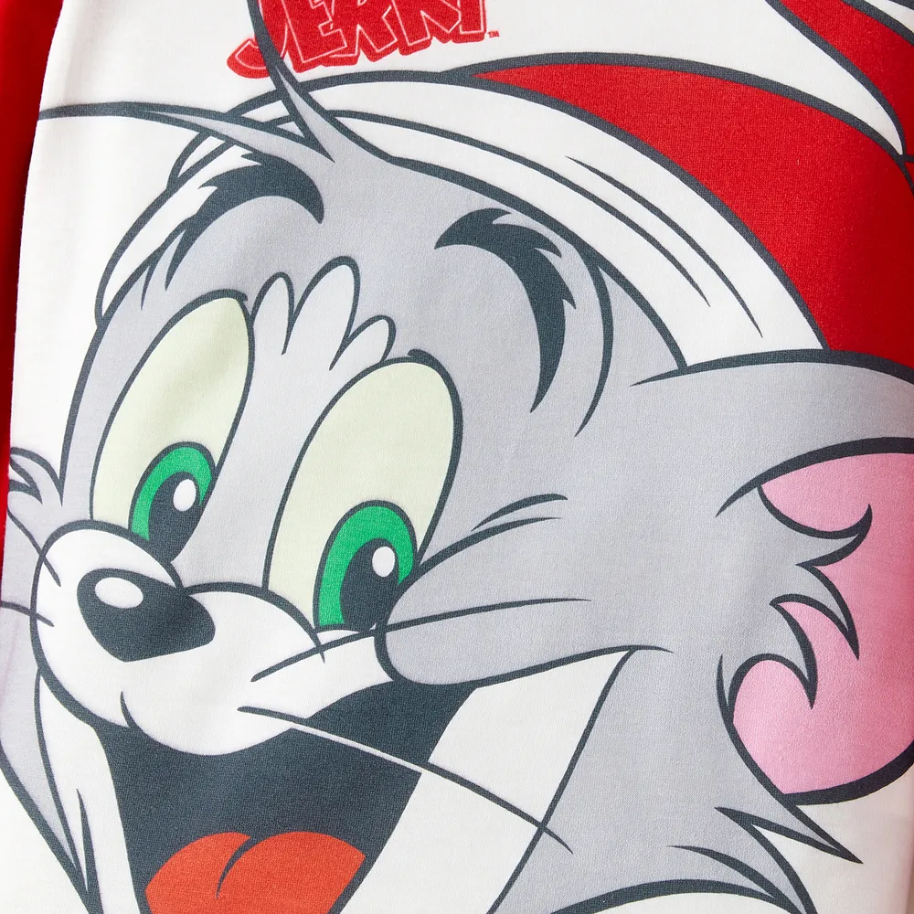 Tom and Jerry Family Matching Red Christmas Graphic Raglan-sleeve Pajamas Sets (Flame Resistant)  big image 19