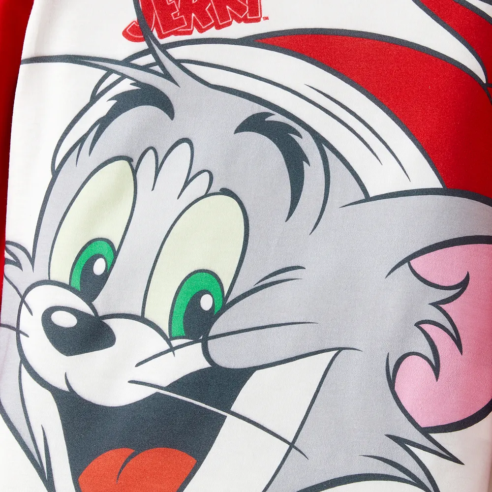 Tom and Jerry Family Matching Red Christmas Graphic Raglan-sleeve Pajamas Sets (Flame Resistant) big image 19