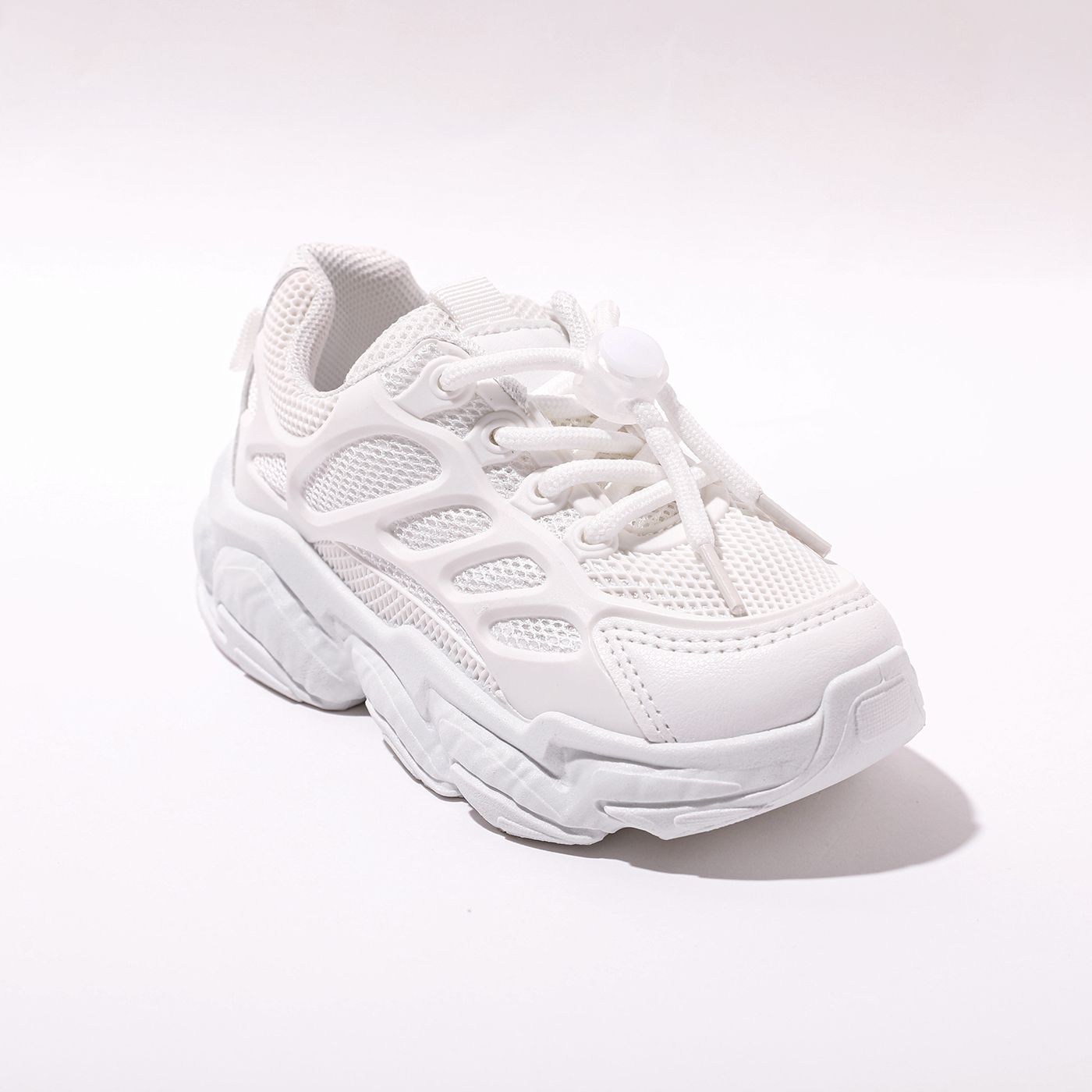 

Toddler / Kid Mesh Breathable Lace Up White Sneakers