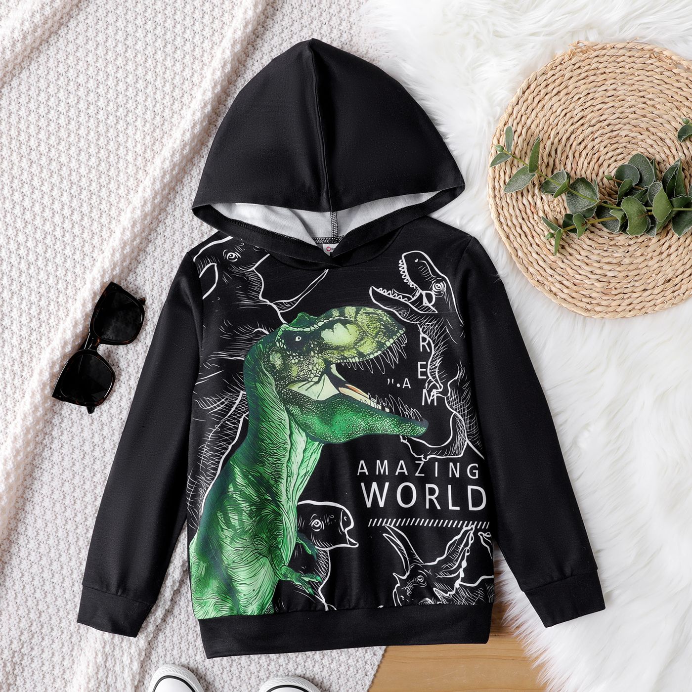 

Kid Boy Letter Dinosaur Print Hoodie Sweatshirt