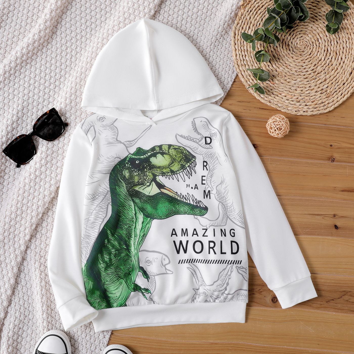 

Kid Boy Letter Dinosaur Print Hoodie Sweatshirt