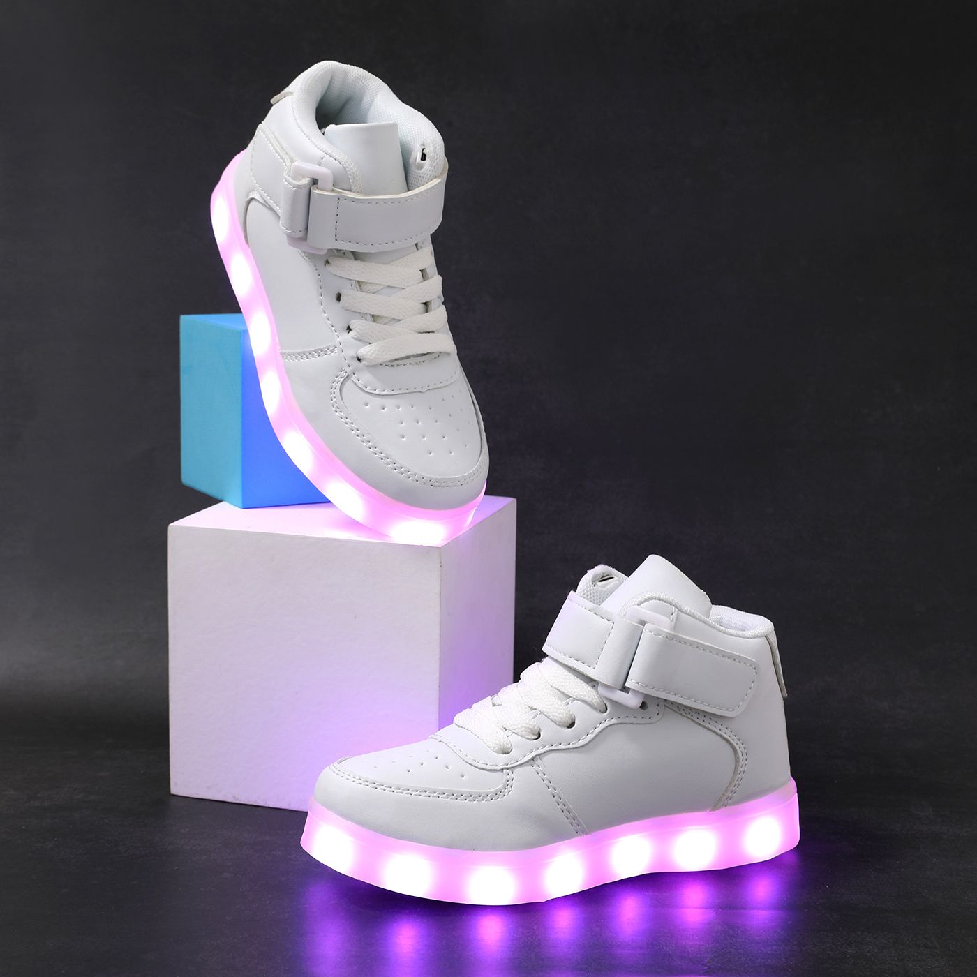 Kid Rechargeable LED High Top Sneakers