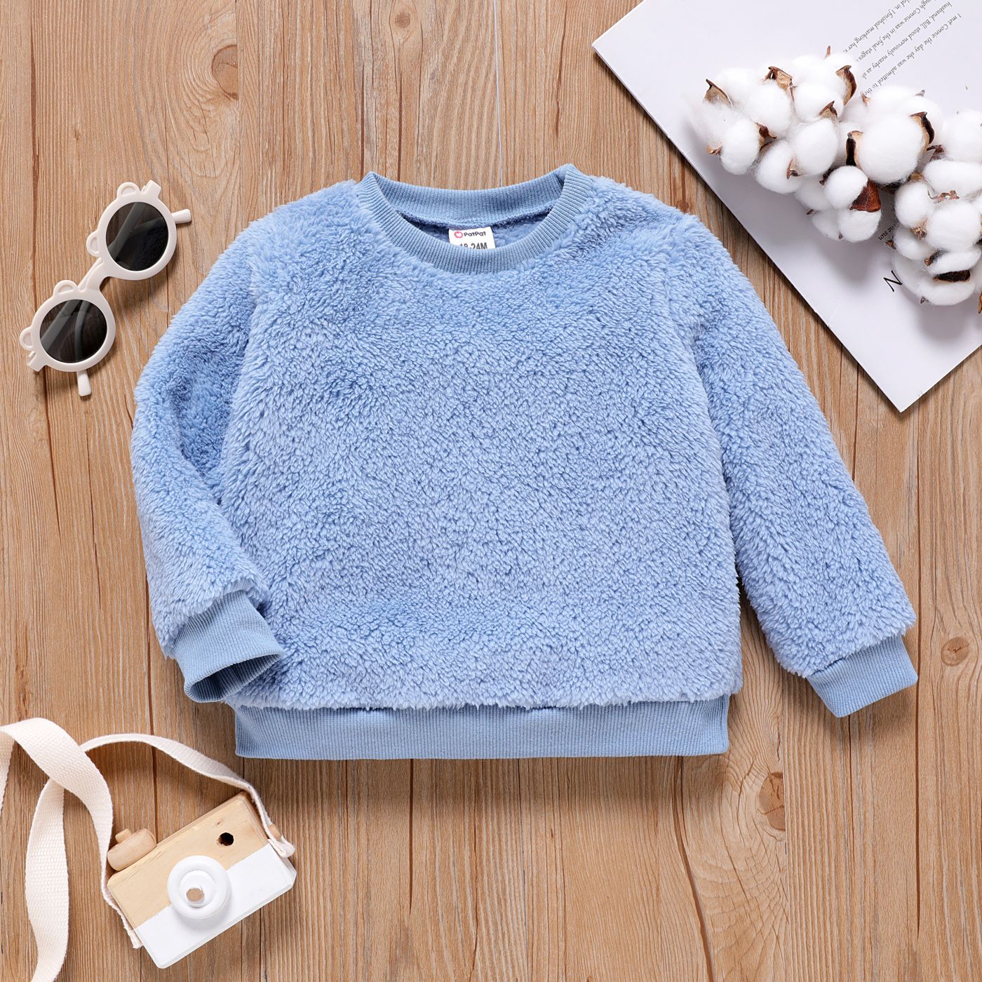 Toddler Girl/Boy Casual Solid Color Fleece Sweatshirt