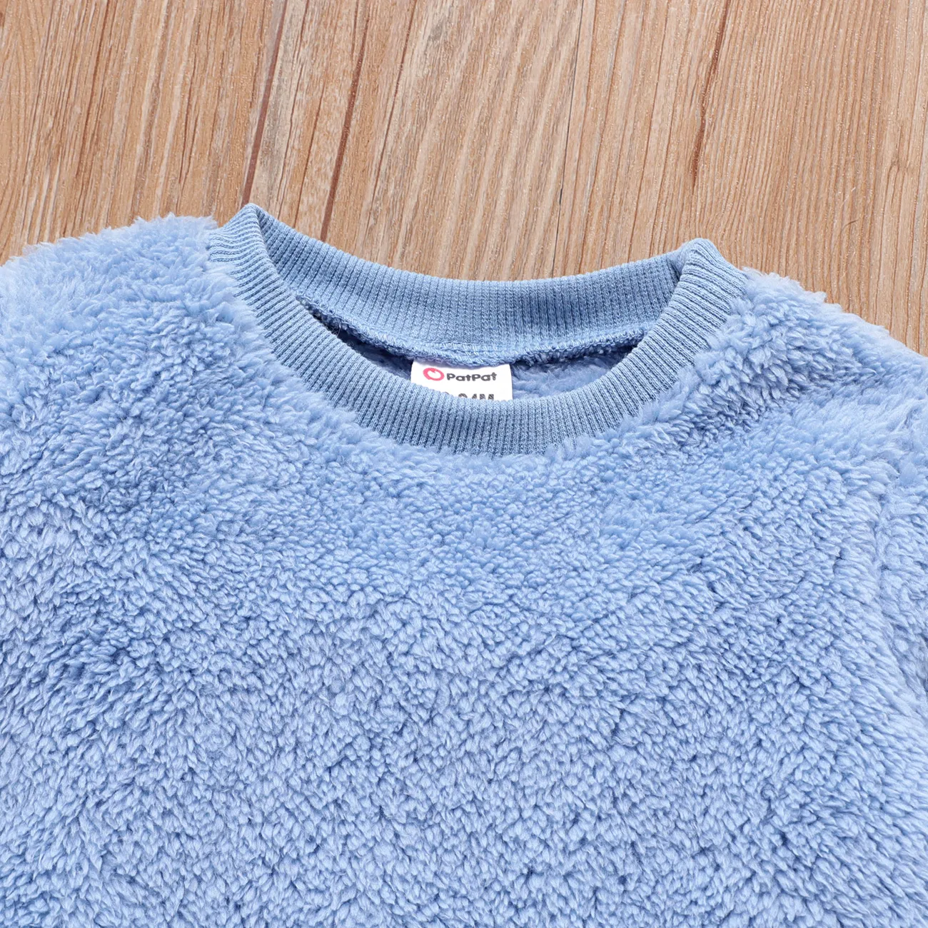 Toddler Girl/Boy Casual Solid Color Fleece Sweatshirt Blue big image 1