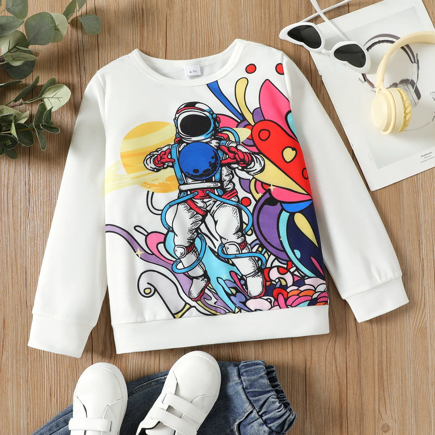 

Kid Boy Space Astronaut Print Pullover Sweatshirt