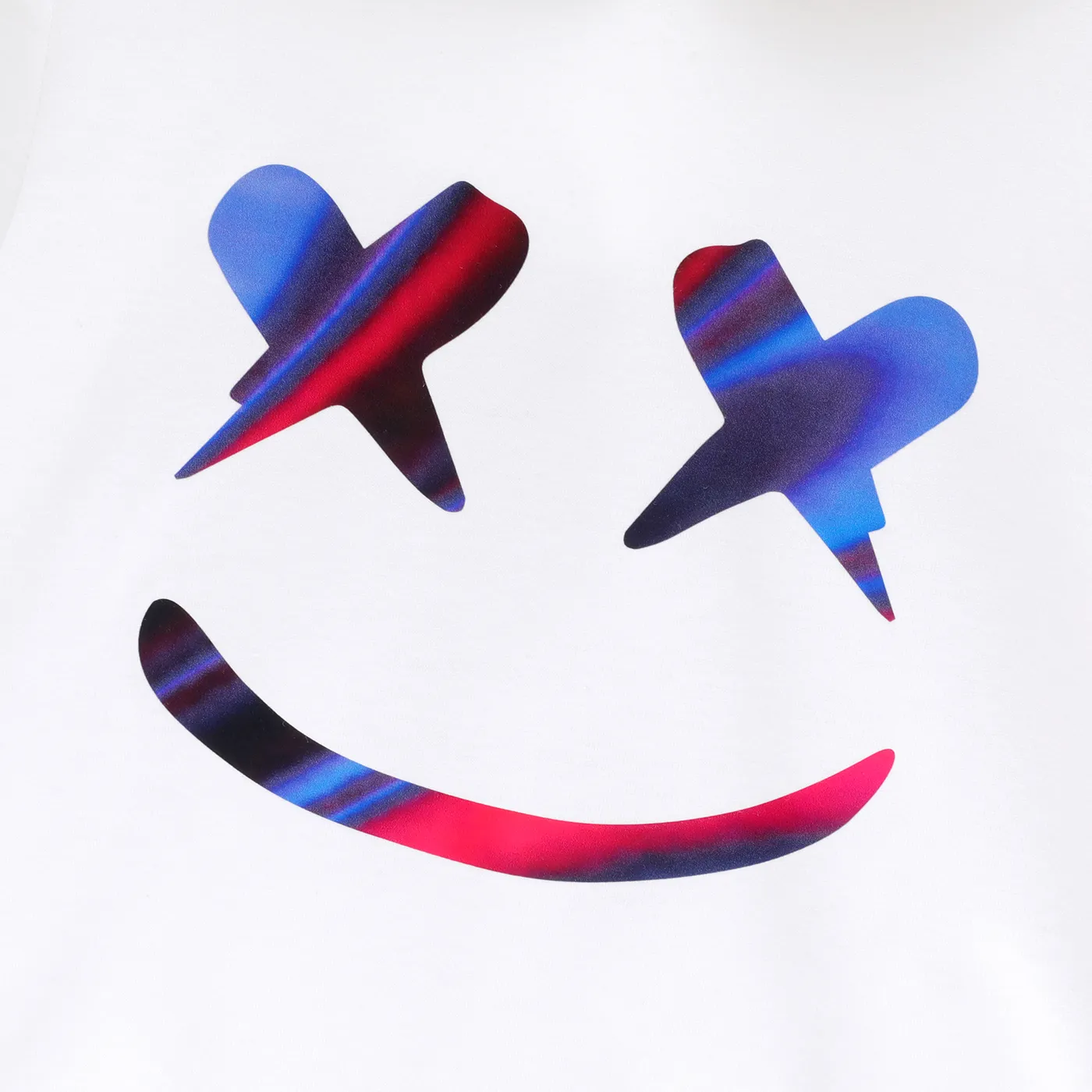 2pcs Kid Boy Face Graphic Print White Hoodie Sweatshirt and Black Pants Set BlackandWhite image 4