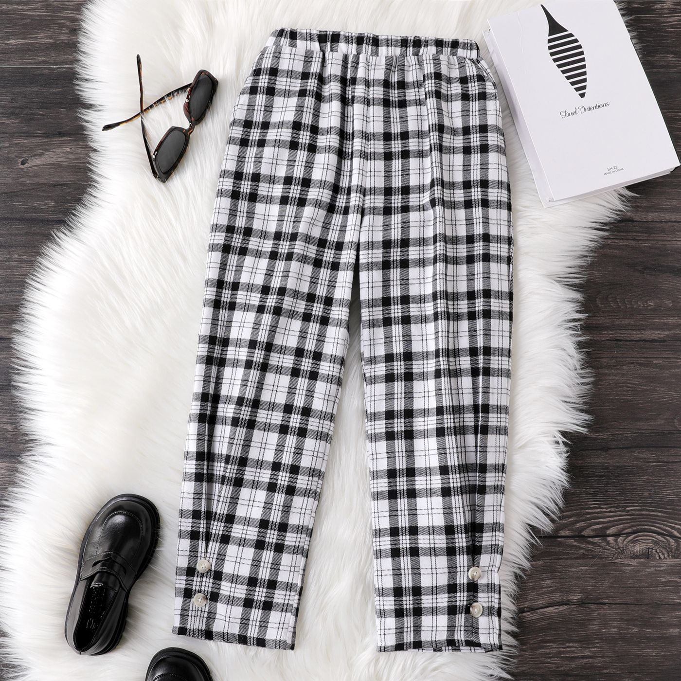 

Kid Girl Casual Plaid Elasticized Pants