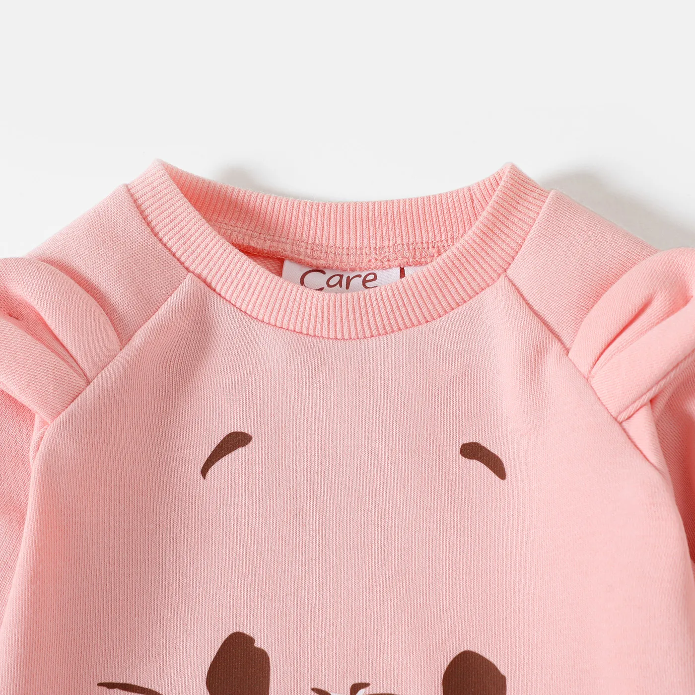 Ursinhos Carinhosos 2 unidades Bebé Menina Hipertátil/3D Urso Casual Manga comprida Conjunto para bebé Rosa Claro image 3