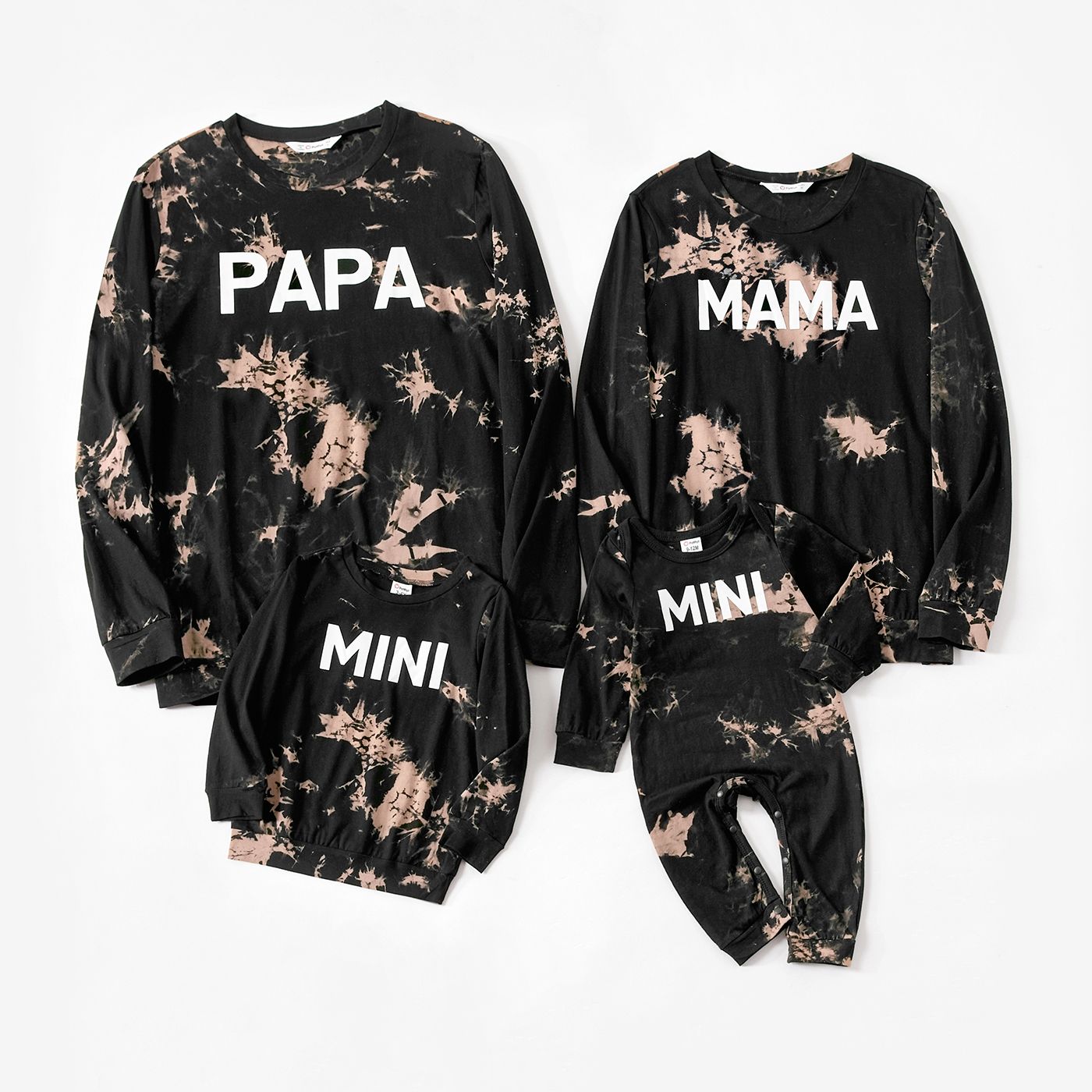 

100% Cotton Family Matching Long-sleeve Letter Print Tie Dye Pullover Sweatshirts