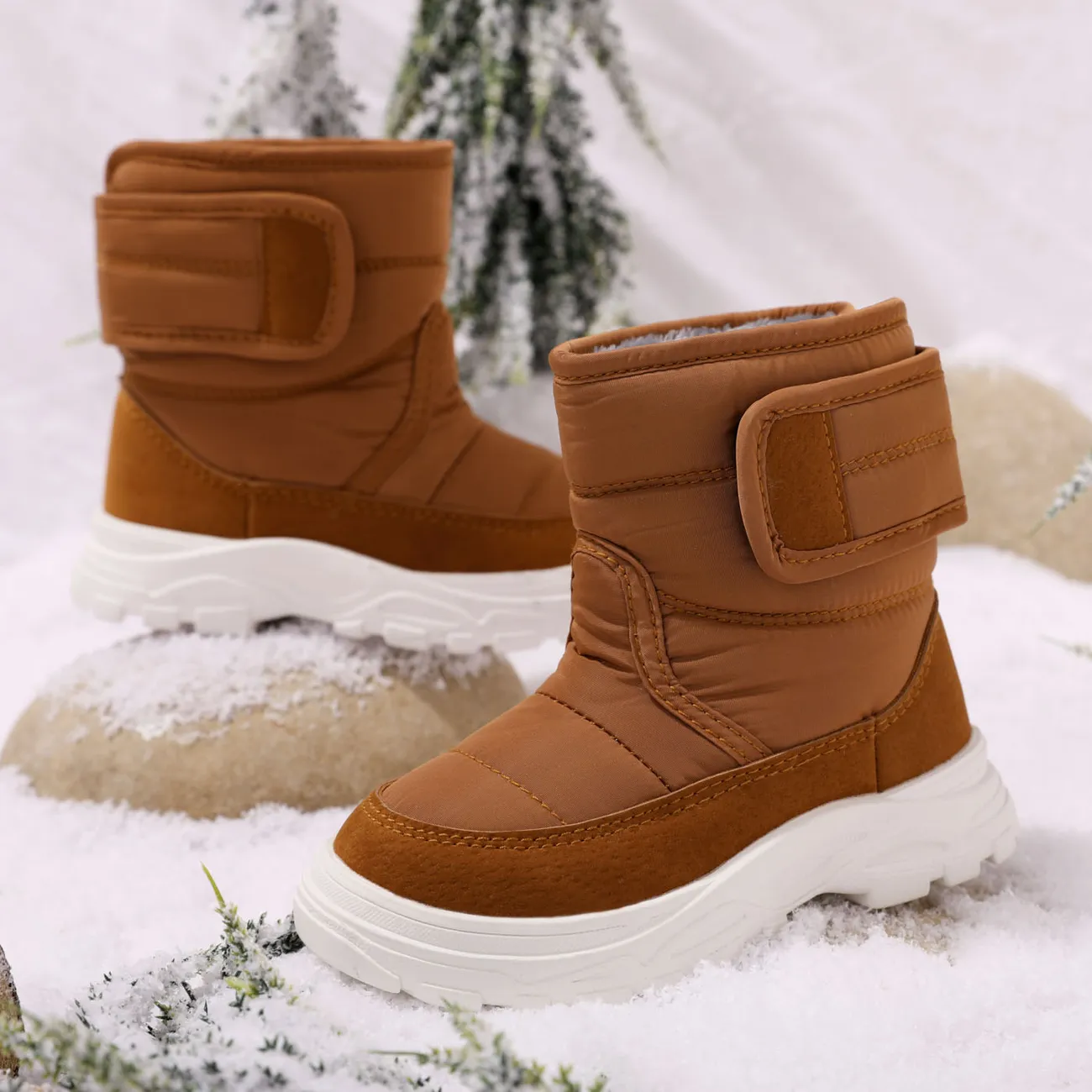 Toddler Waterproof Fleece-lining Thermal Snow Boots Brown big image 1