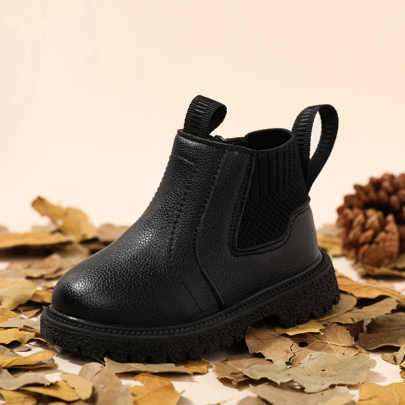 Toddler Side Zip Up Black Boots Black image 3
