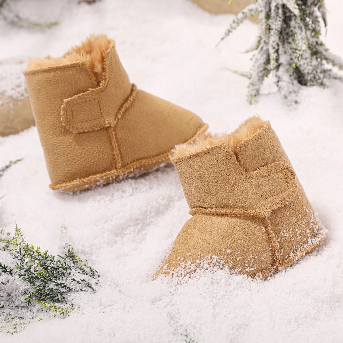 Toddler Simple Plain Fleece Lined Thermal Prewalker Shoes Ginger image 2
