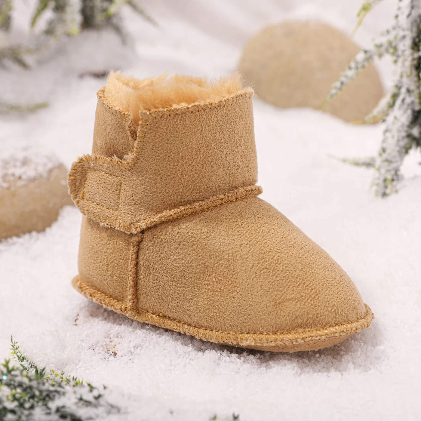 Toddler Simple Plain Fleece Lined Thermal Prewalker Shoes Ginger image 3