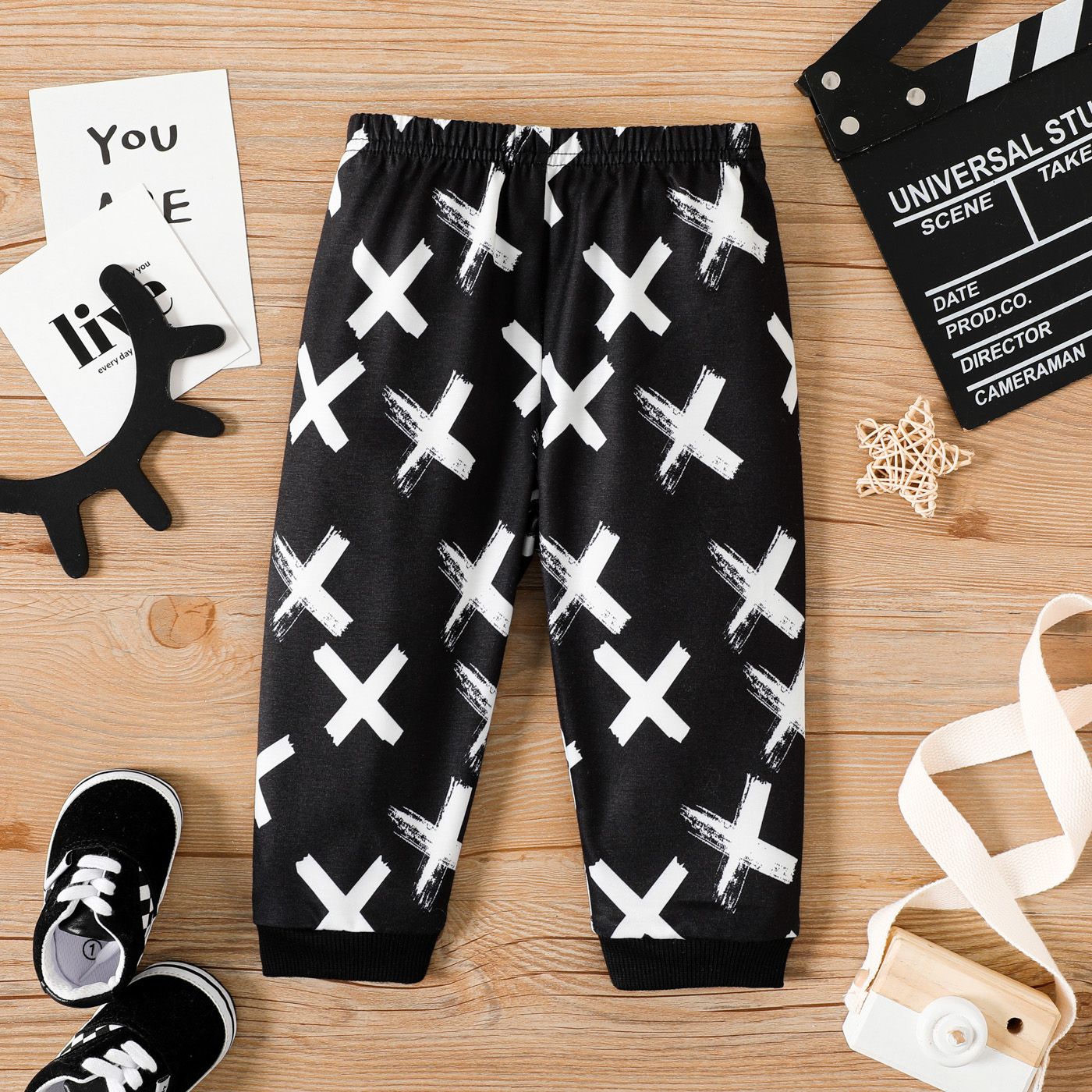 

Baby Boy Allover Cross Print Casual Pants