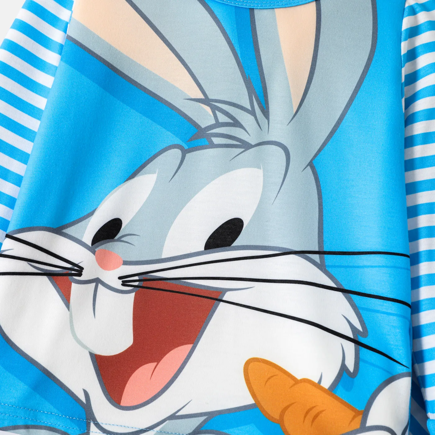 Looney Tunes 2pcs Toddler Girl/Boy Striped Long-sleeve Tee and Elasticized Pants Set Sky blue image 2