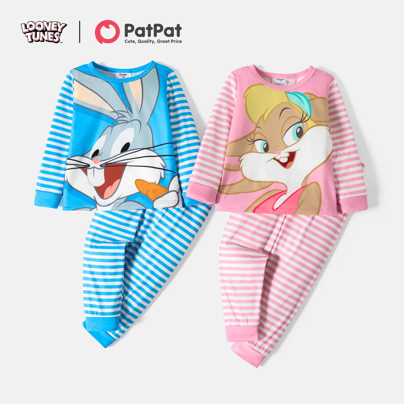 Looney Tunes 2pcs Toddler Girl/Boy Striped Long-sleeve Tee and Elasticized Pants Set