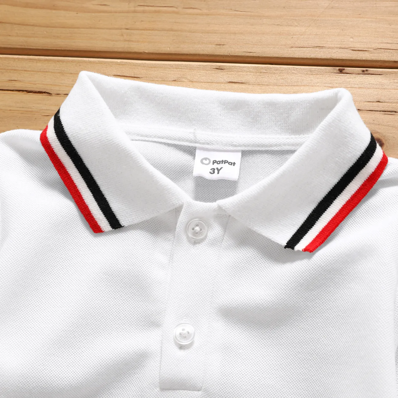 Toddler Boy Striped Long-sleeve Polo Tee White big image 1