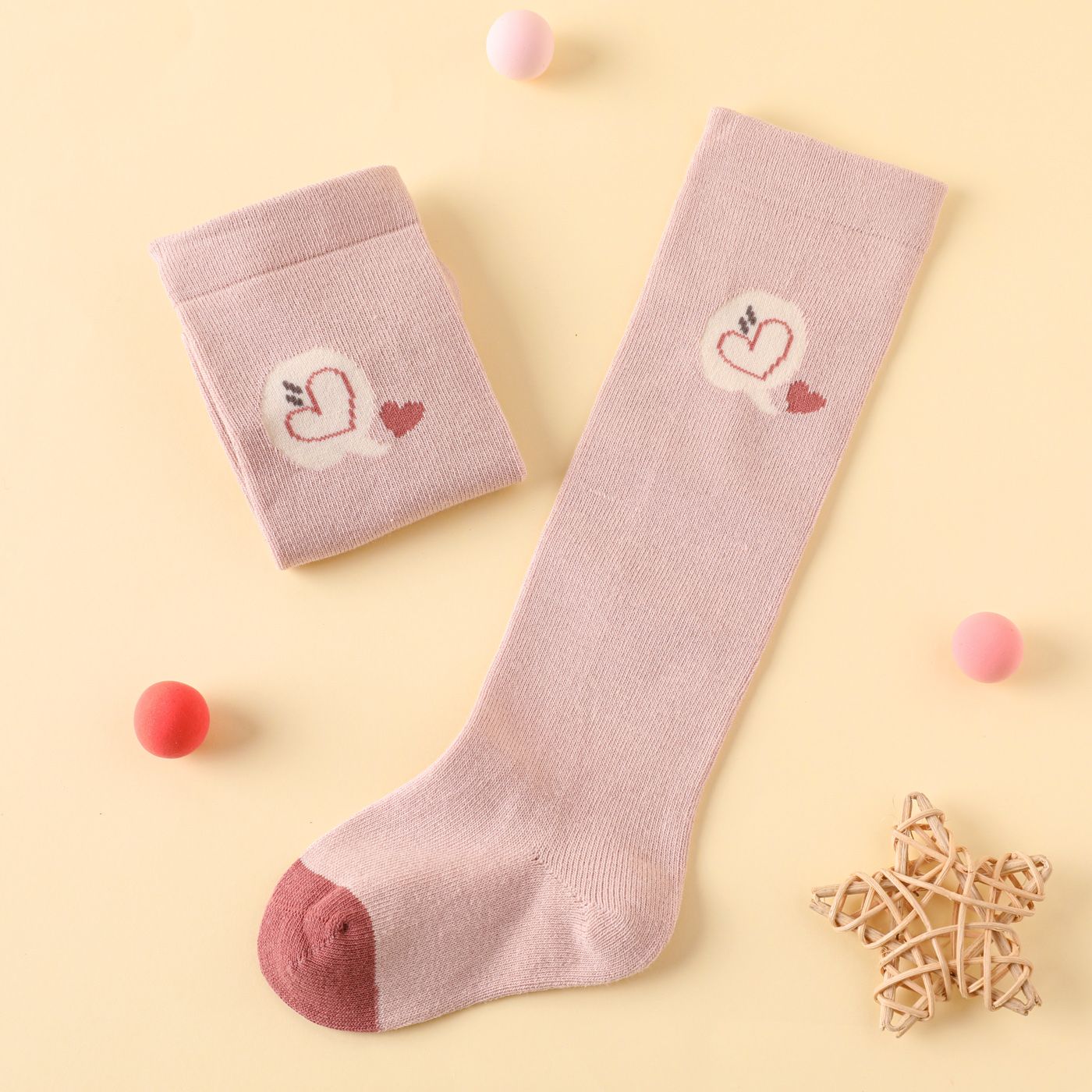 

Baby Letter Graphic Color Block Long Stockings