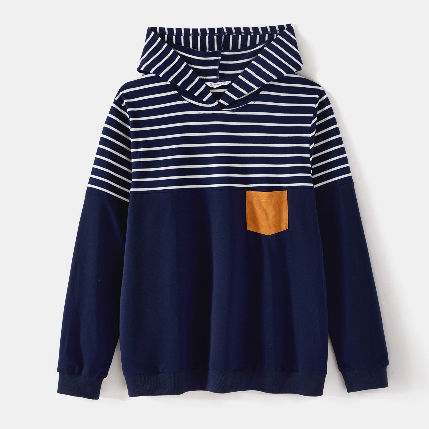 Family Matching Blue Striped Spliced Long-sleeve Hoodies